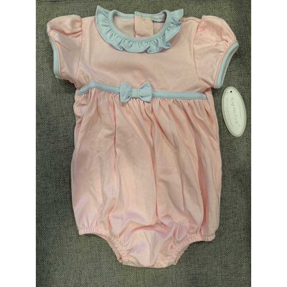 Hug Me First Baby Girl Pima Cotton Pink Bow Bubble 18-24 Months NWT